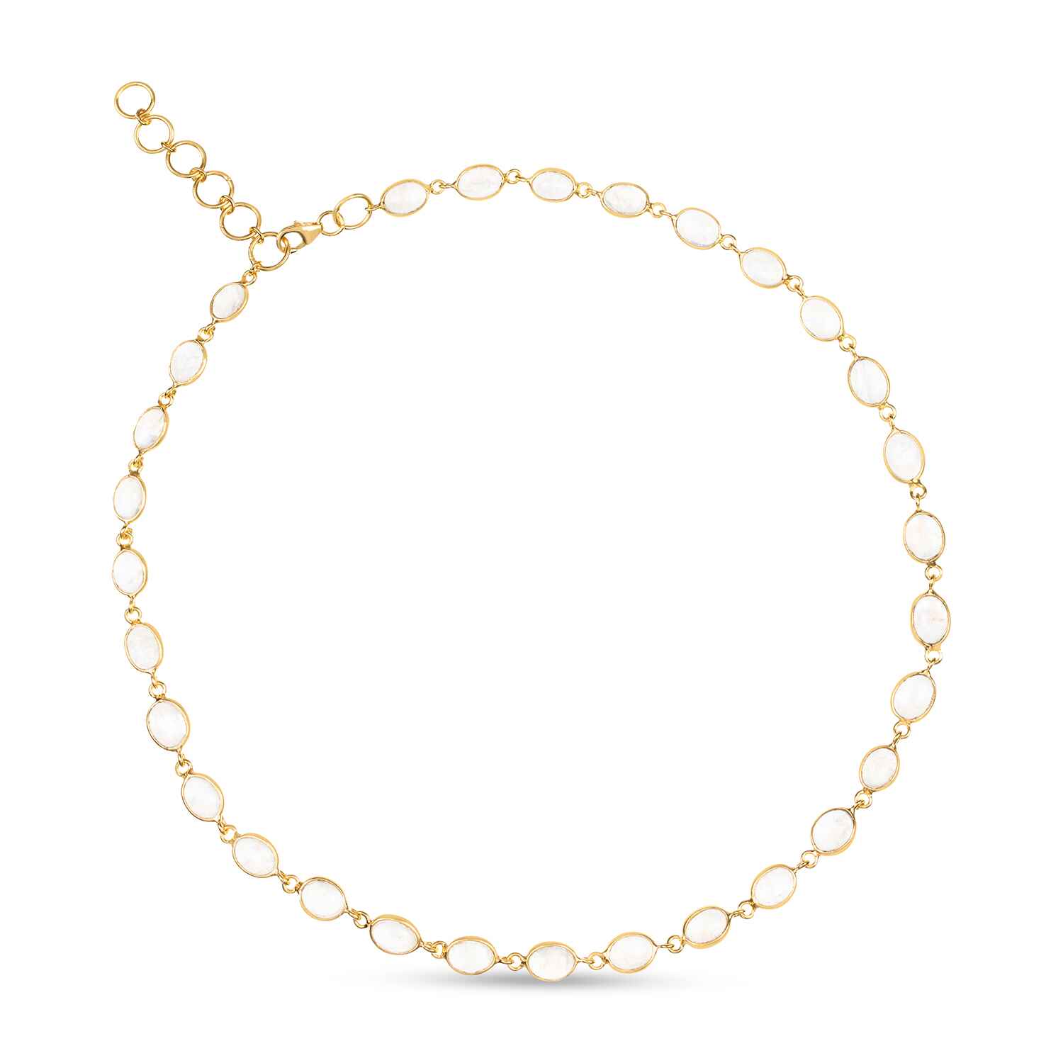 The Luna Moonstone Gold Chain Necklace is a sustainable necklace to keep for every season. On a recycled 18k gold chain, this features stunning vintage gemstones that may be worn as a chocker or extended to a longer version.