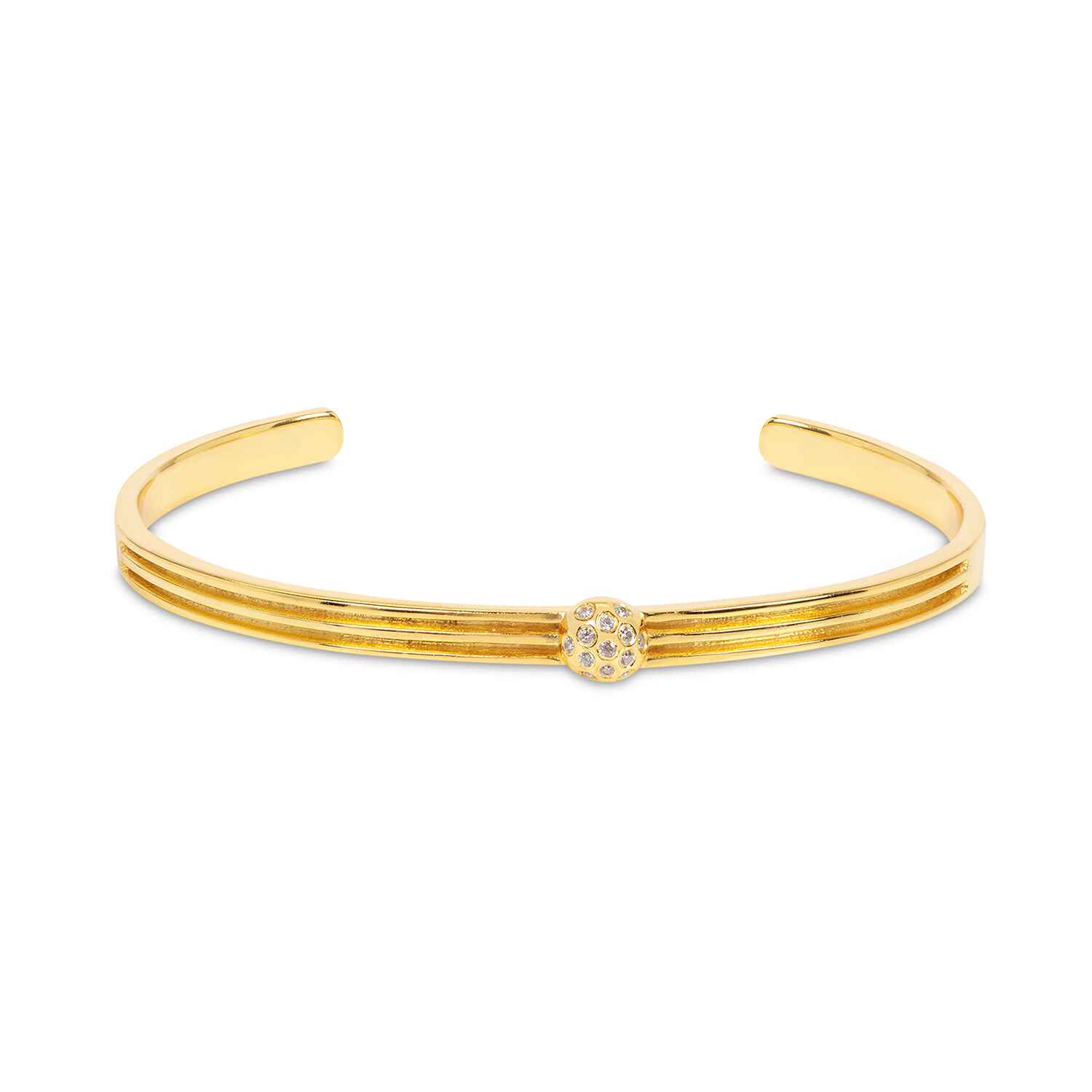Stack up with the Athena Gold Cuff With Diamonds. This sleek and timeless bracelet is handmade with lab grown and pavé-set diamonds.&nbsp;