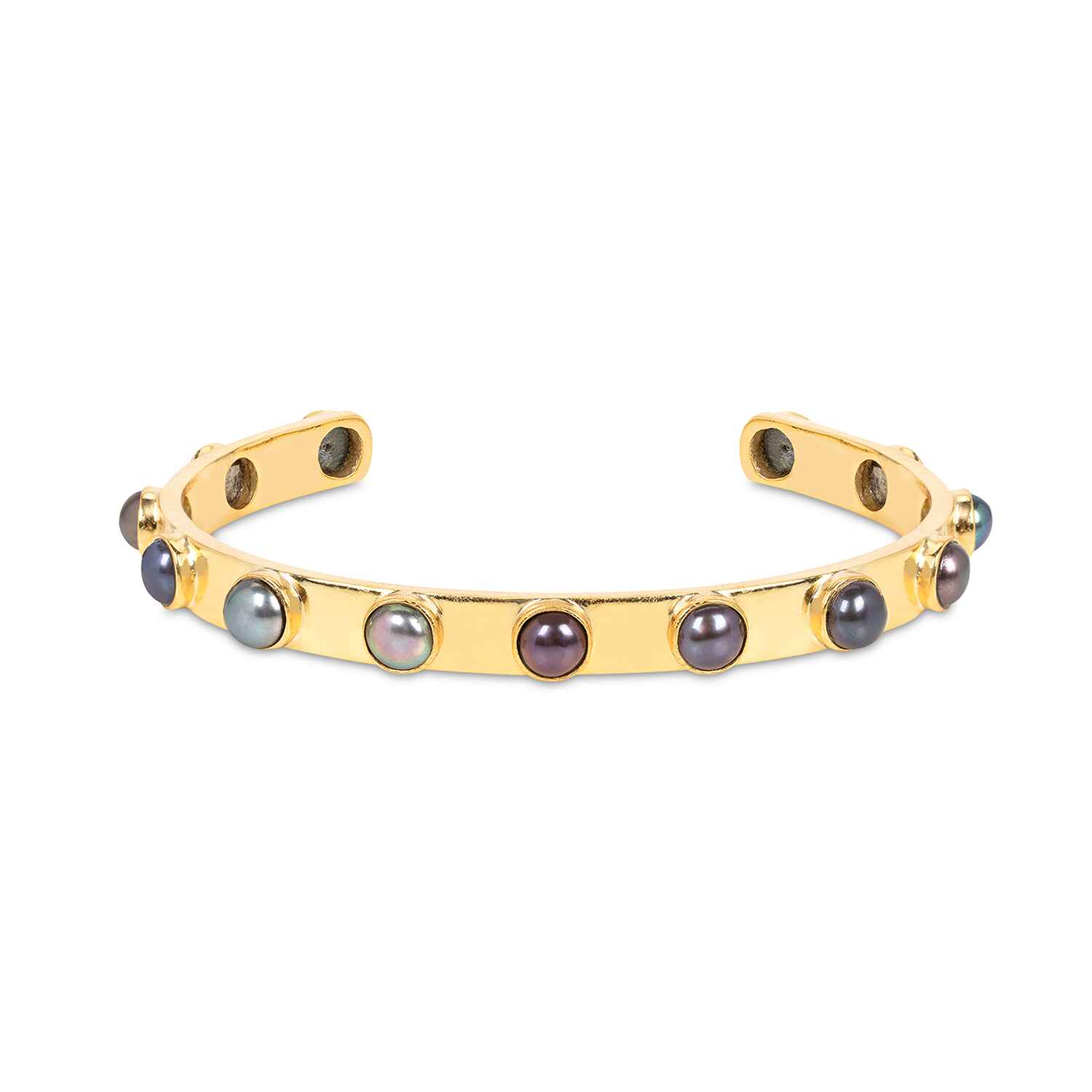 <span data-mce-fragment="1">Featuring stunning glossy dark grey pearls, the</span> Aurora Gold Cuff Bracelet is one of our most <span data-mce-fragment="1">effortless&nbsp;</span>elegant bracelets.&nbsp;