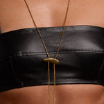 Lines Long Gold Nuget Necklace - Amadeus