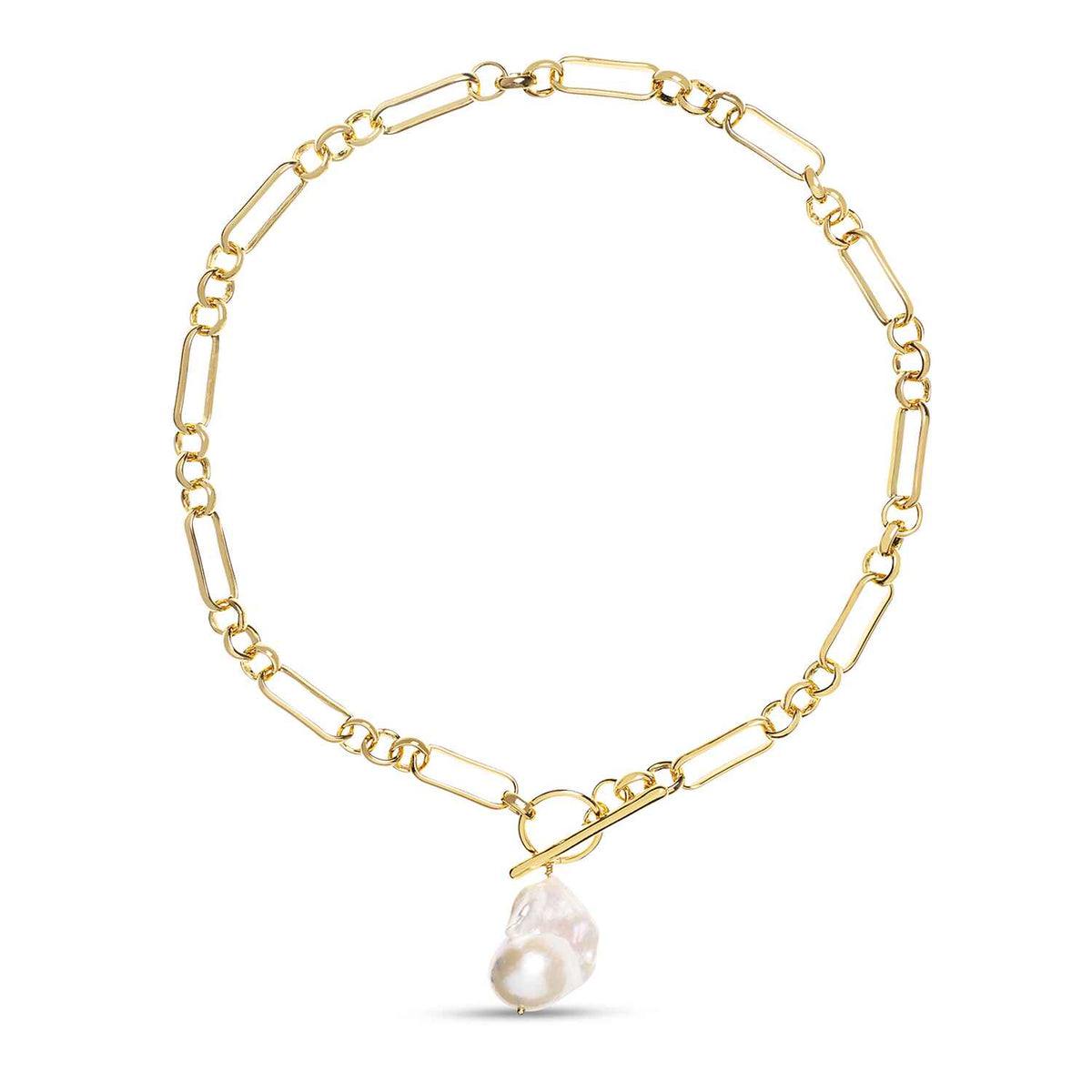 Alba Chunky mixed link Necklace large Keshi Pearl