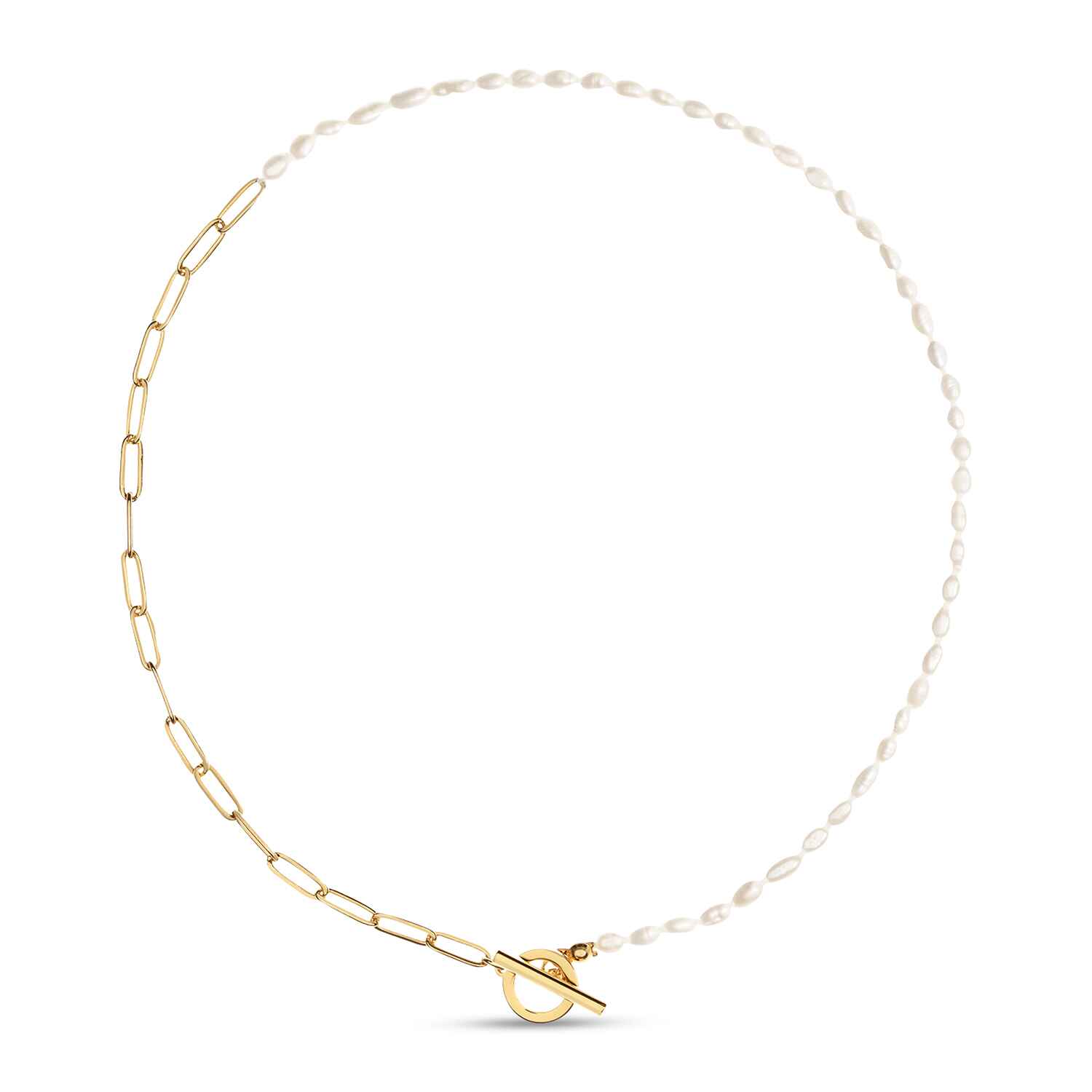 Elevate your every day style with the Alba Mixed White Pearl and Gold Chain necklace. This dainty and timeless necklace is adorned with sustainably sourced white pearls.
