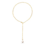 A pearl necklace not like all the rest. The Alba Tie Gold Chain Necklace features an elegant 'anywhere' clasp there's no limit to how you can wear this piece including back to front.