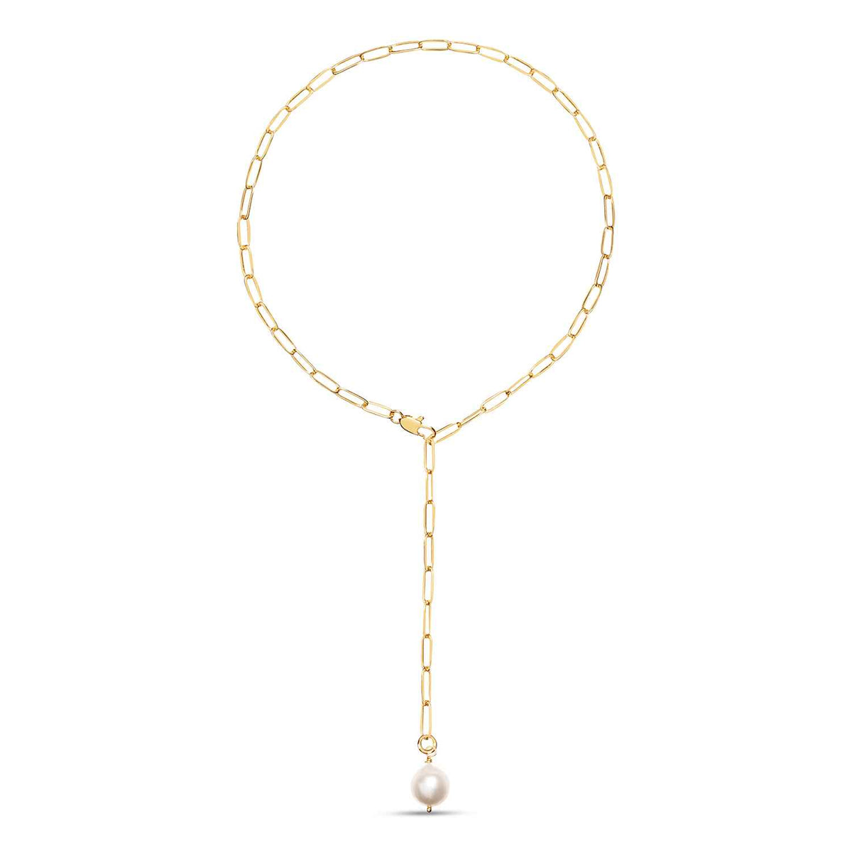 Alba Tie Chain Necklace Pearl Pendant