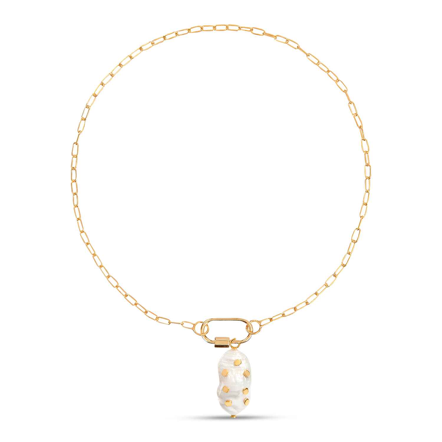 Daphne Gold Paperclip Pearl Necklace