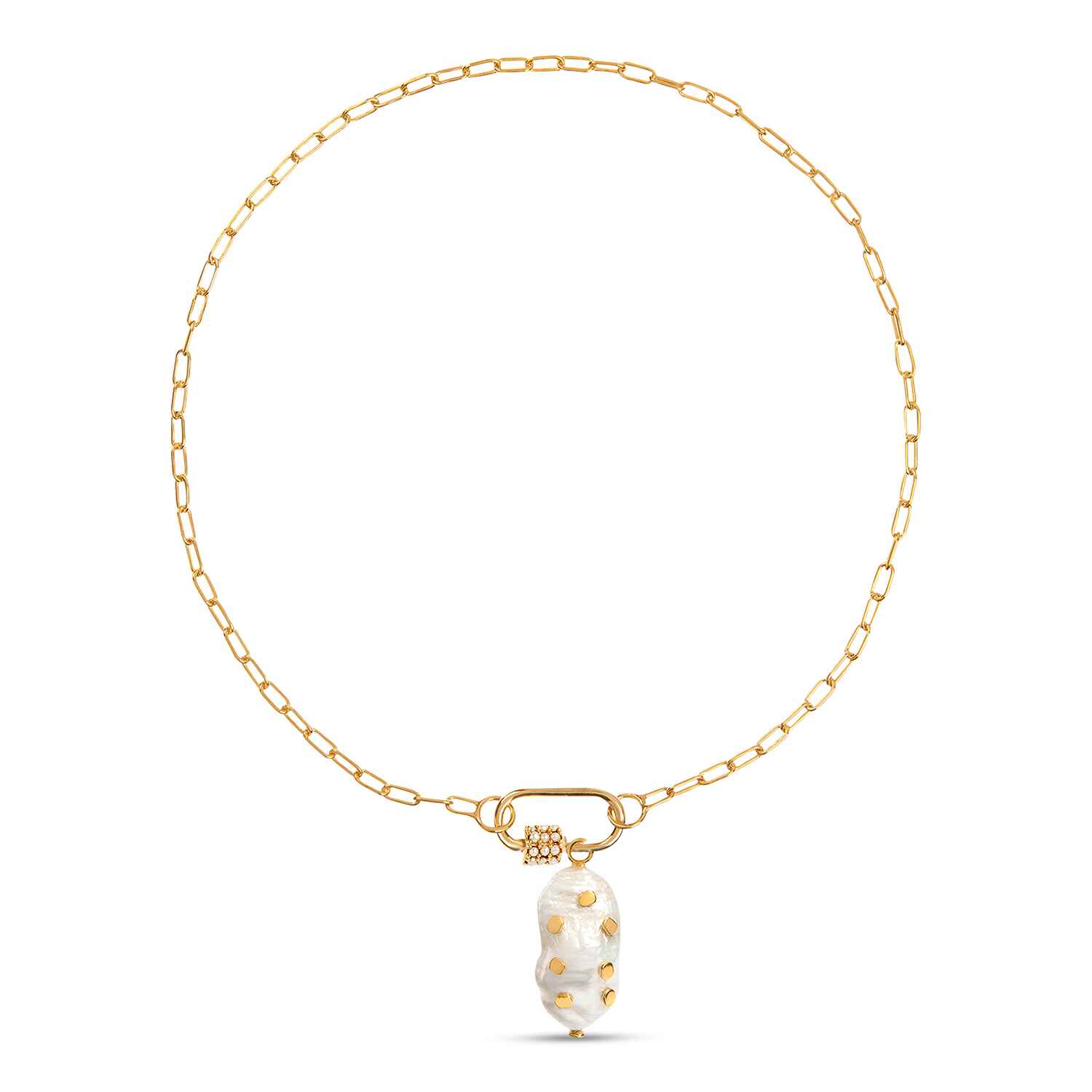 Daphne Gold Necklace with Pearl Lock