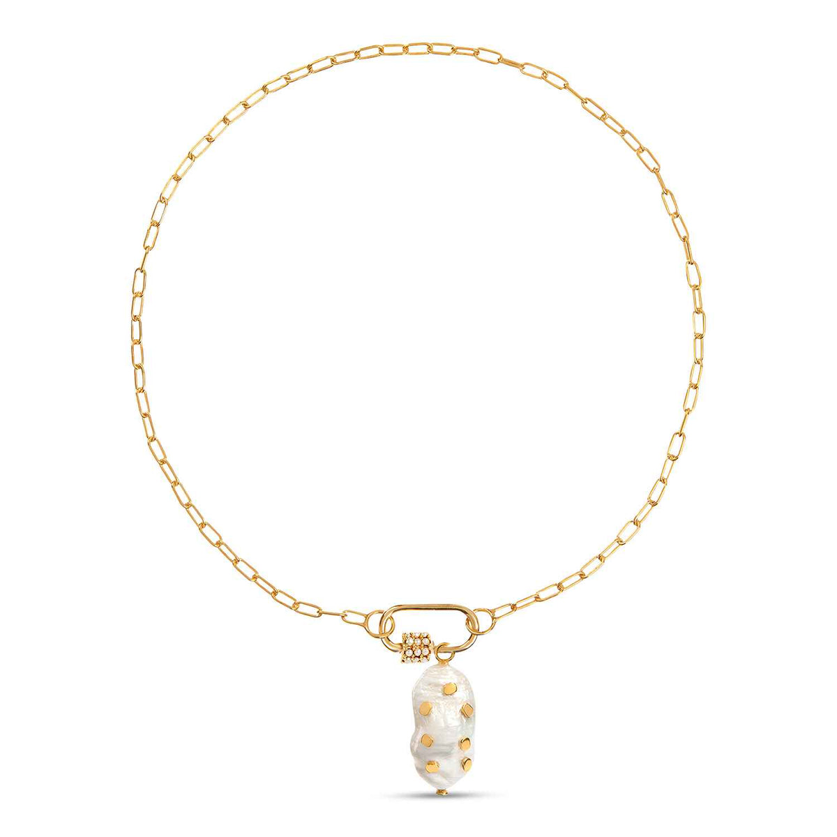 Daphne Necklace Pearl Carabiner Lock Pearl Pendant