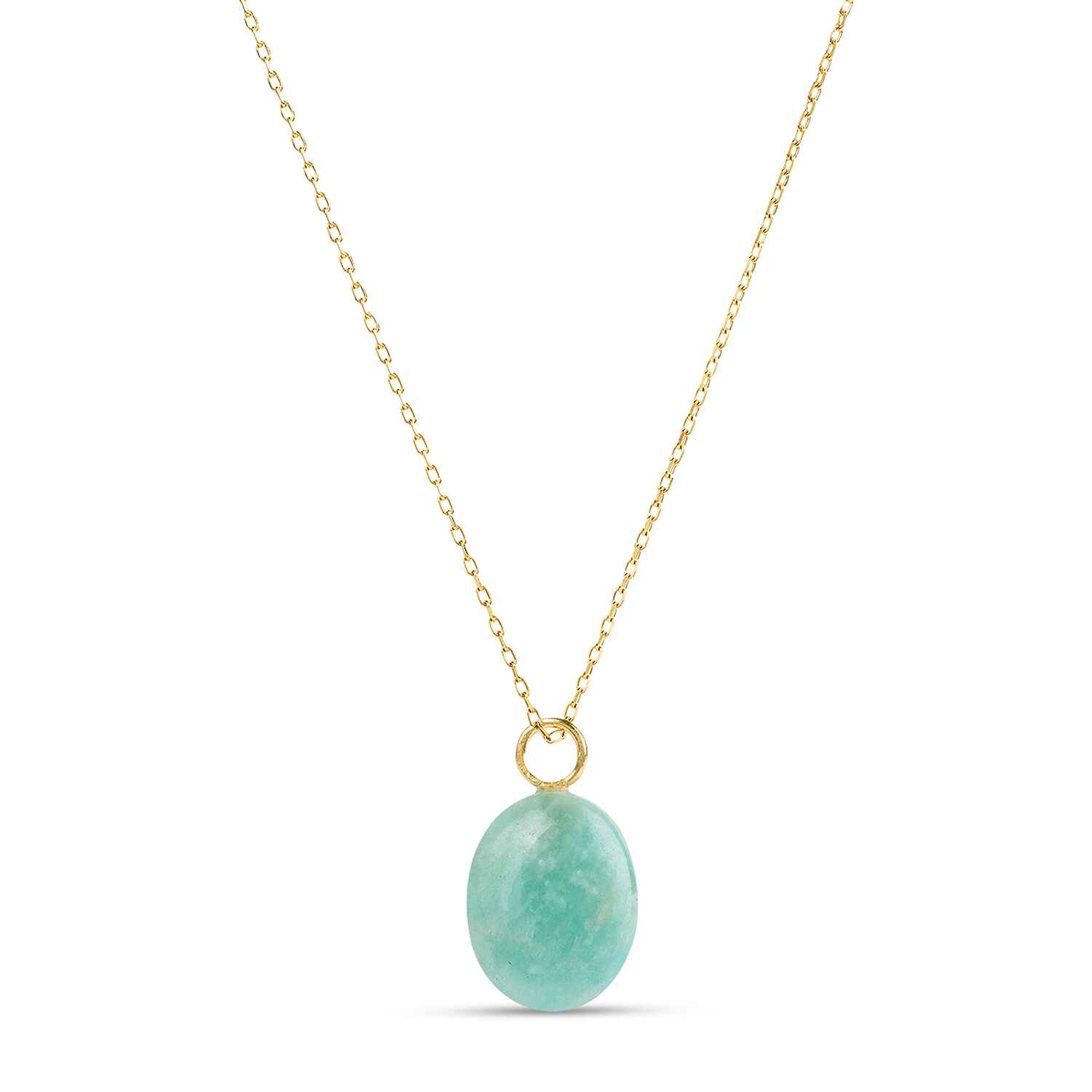 Put a gem in your life with the Eden Gold Chain Necklace with Amazonite Pendant. Handmade with sustainable materials, this necklace is simple and chic for every day wear.