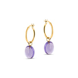 Our best selling everyday sustainable hoops with a pop of colour. The Eden Gold Hoop Earrings with Amethyst Charm are handmade to create a flattering halo of light around your face.