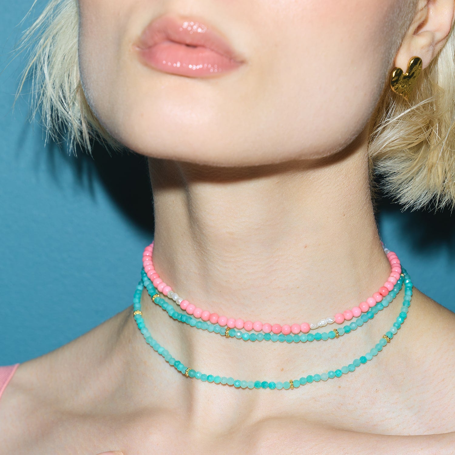 Ines Coral & Pearl Gemstone Necklace - Amadeus