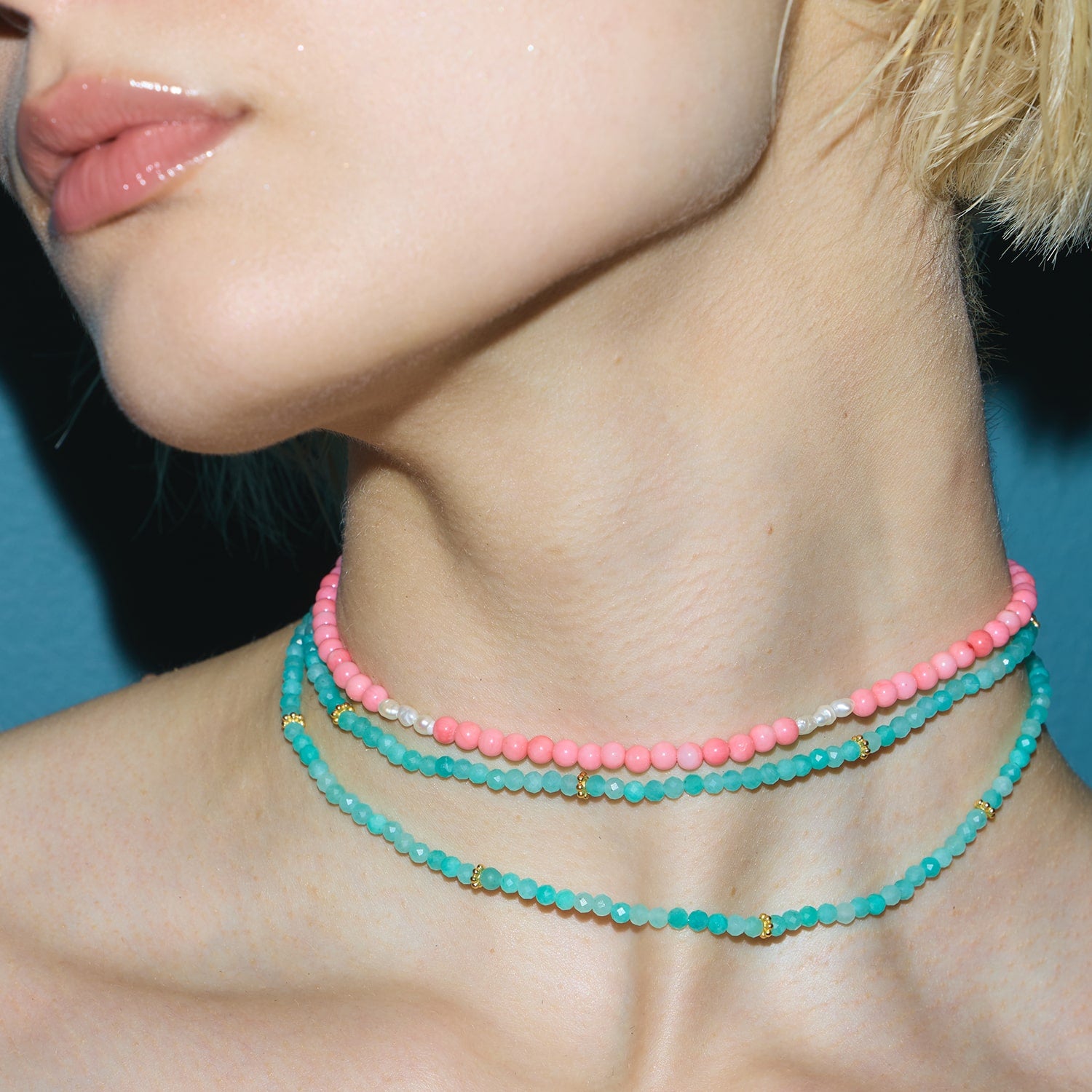 Ines Coral & Pearl Gemstone Necklace - Amadeus