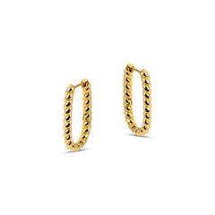 Lilly Twisted Rectangular Gold Hoop Earrings - Amadeus