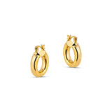 The Lola Chubby Round Hoop Earrings feature a sleek tubular hoop finished in high-polish gold. Style them with your favorite sustainable earrings or let them shine on their own.