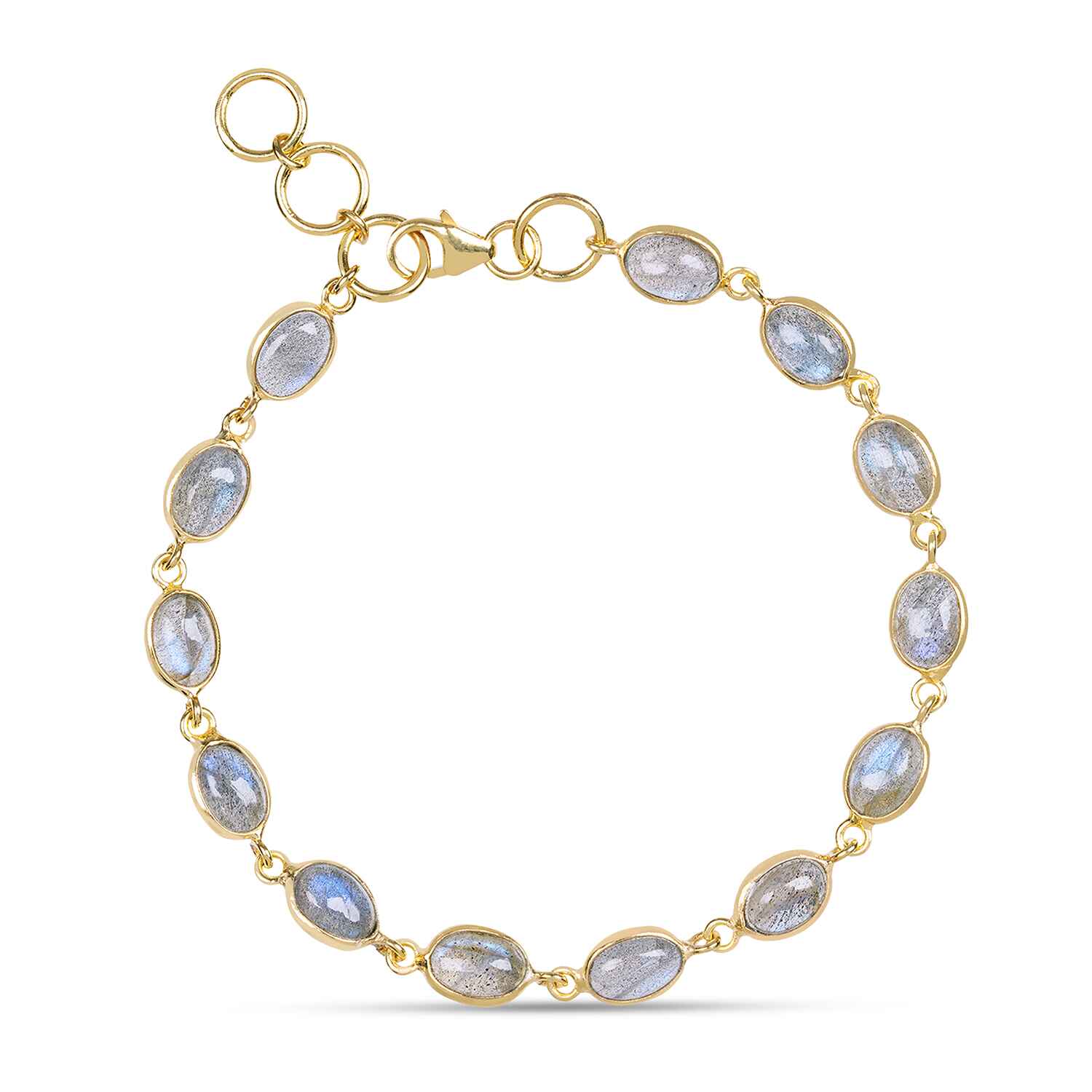 With it's beautiful shades of green, blue and gold the Luna Labradorite Gold Chain Bracelet is one of our best selling sustainable bracelets.