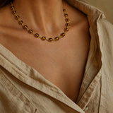 Vintage tiger’s eye gemstones bring rich golden-brown tones to the Luna necklace, complemented by the warmth of an 18k gold vermeil chain.