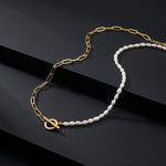 Alba Mixed White Pearl and Gold Chain Necklace - Amadeus