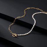 Alba Mixed White Pearl and Gold Chain Necklace - Amadeus
