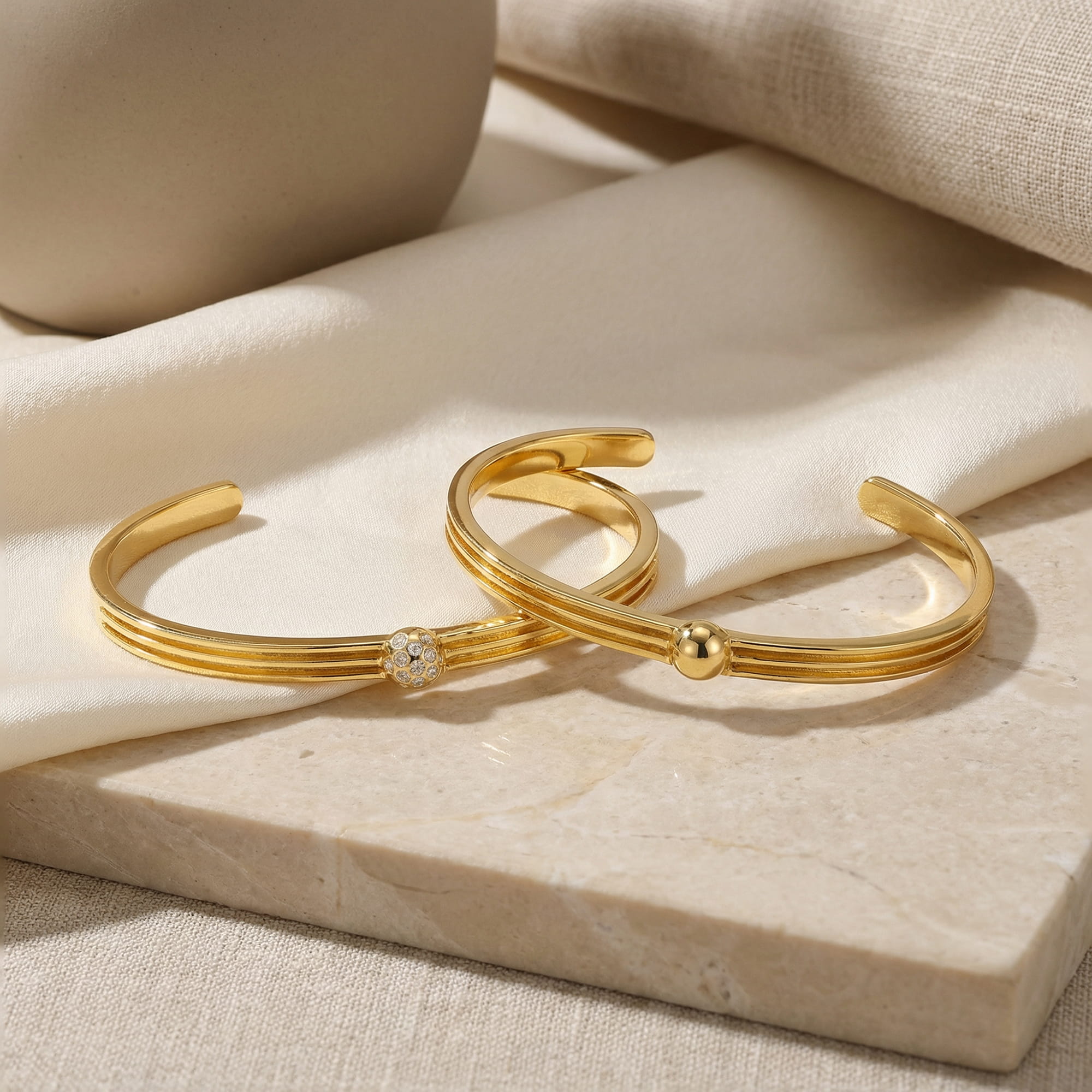 Athena Plain Gold Cuff Bracelet - Amadeus