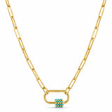 Amadeus Daphne Gold Necklace with Turquoise Carabiner lock
