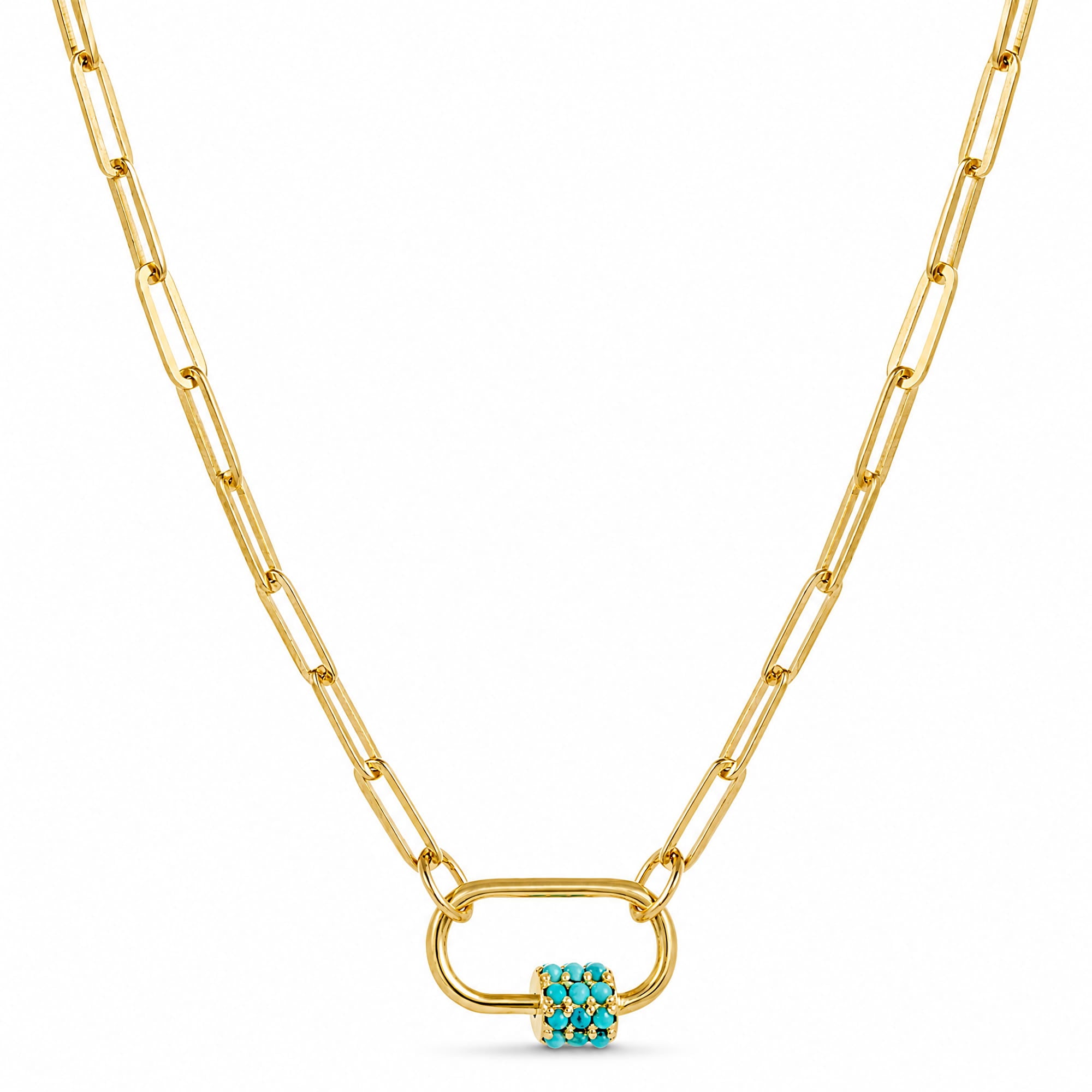 Amadeus Daphne Gold Necklace with Turquoise Carabiner lock