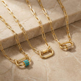 Daphne Gold Necklace with Pearl Carabiner lock - Amadeus