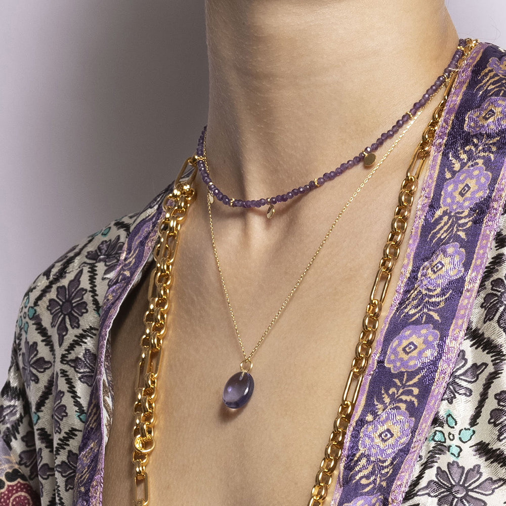 Eden Gold Chain Necklace with Amethyst Pendant - Amadeus