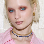 Eva Lapis Lazuli Reversible Necklace with gold discs - Amadeus