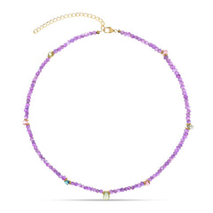 Ines Amethyst and Tourmaline Gemstone Necklace - Amadeus