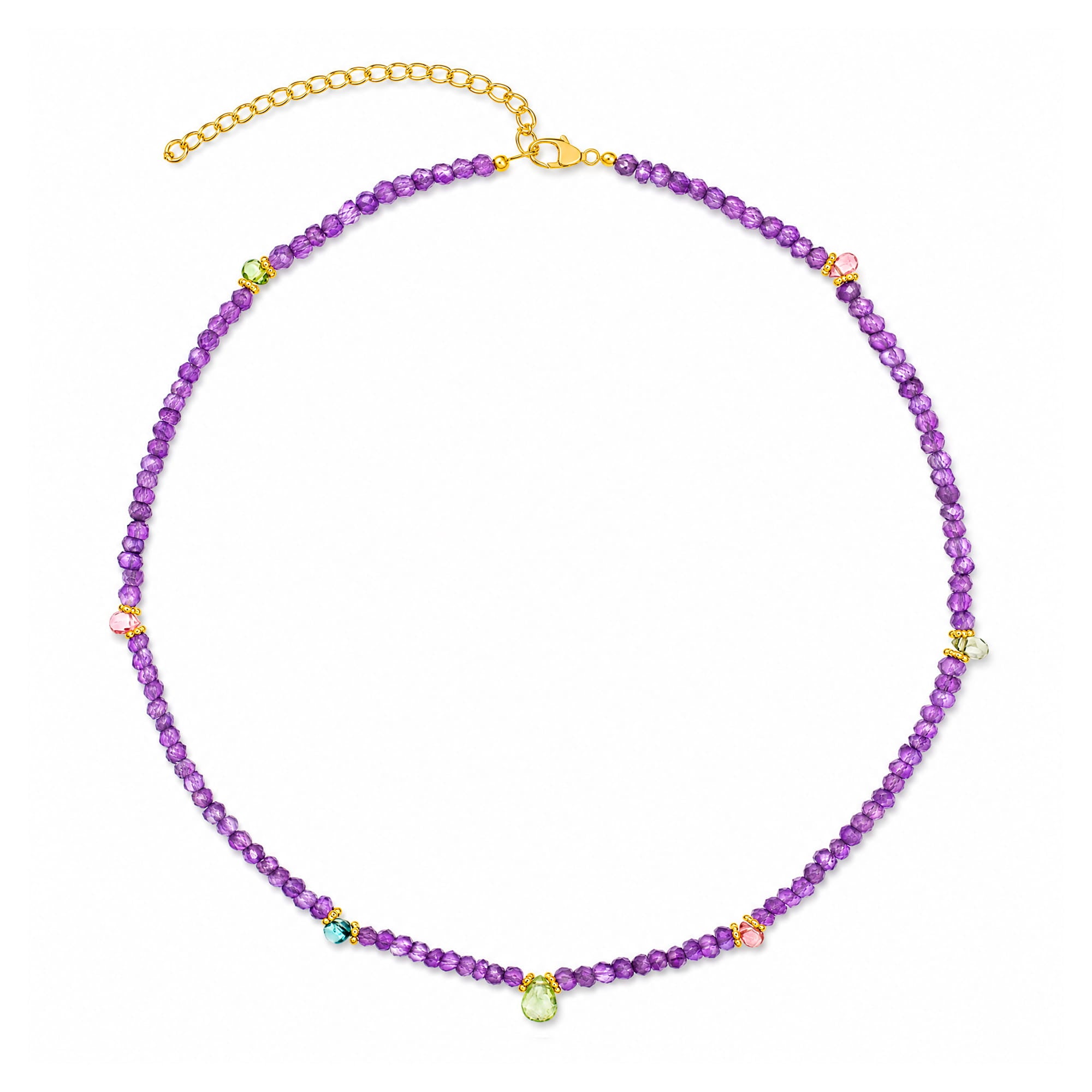 Amadeus Ines Amethyst and Tourmaline Gemstone Necklace