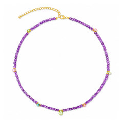Amadeus Ines Amethyst and Tourmaline Gemstone Necklace