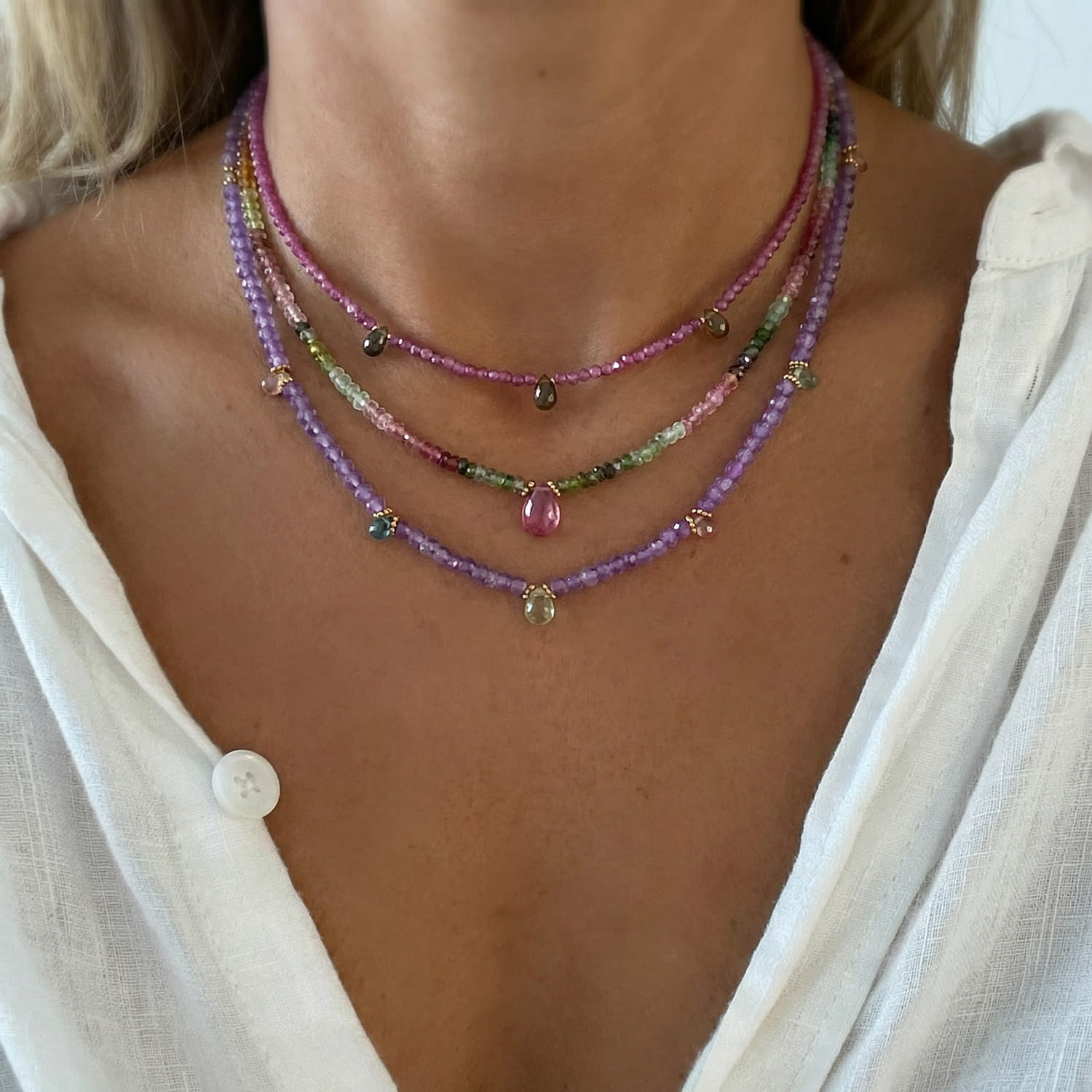 Ines Ruby and Tourmaline Gemstone Necklace - Amadeus