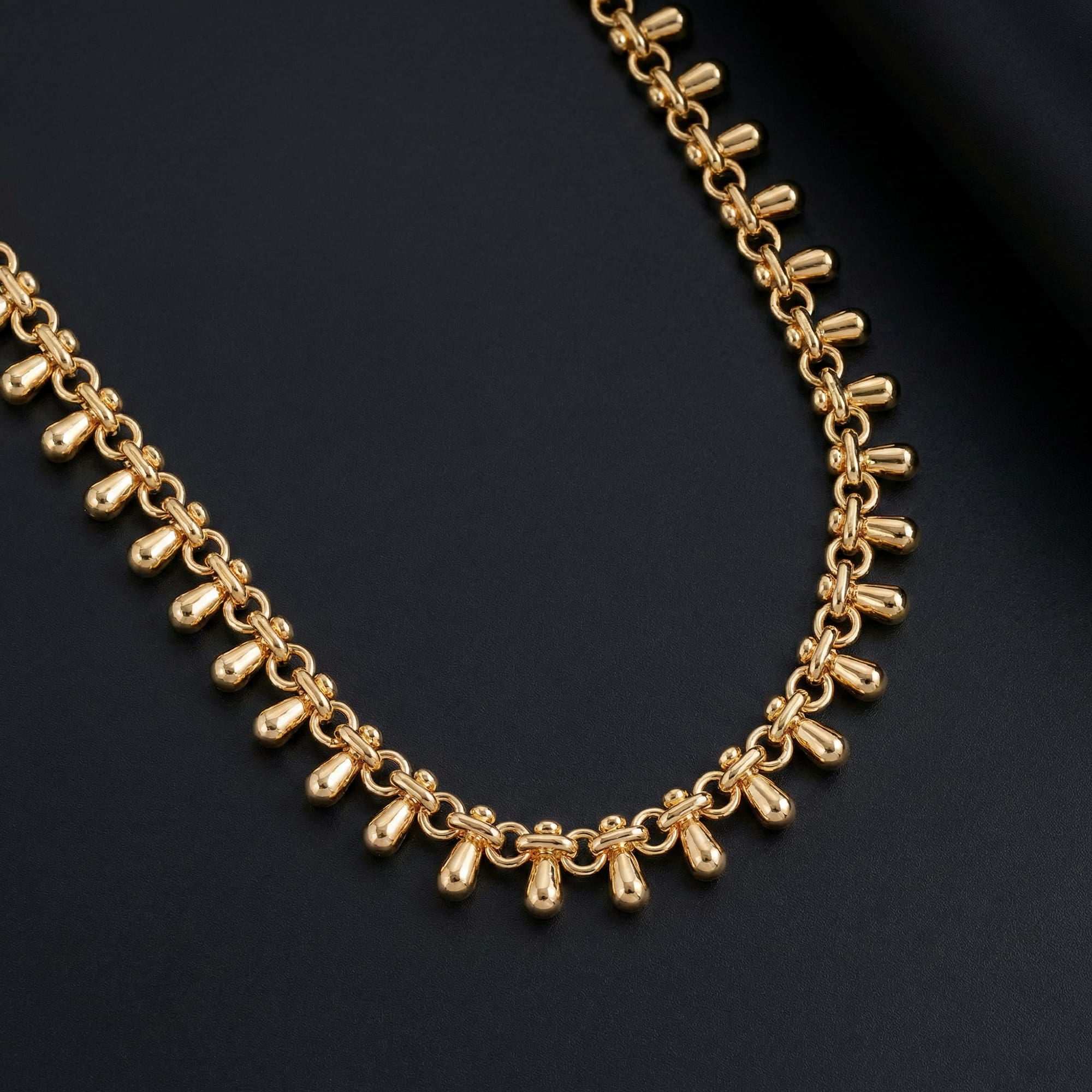 Katia Gold Chain Necklace with Teardrop Tassels - Amadeus