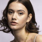 Lilly Twisted Rectangular Gold Hoop Earrings - Amadeus