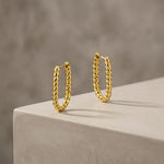 Lilly Twisted Rectangular Gold Hoop Earrings - Amadeus