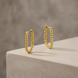 Lilly Twisted Rectangular Gold Hoop Earrings - Amadeus