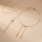 Lines Long Gold Nuget Necklace - Amadeus