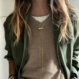 Lines Long Gold Nuget Necklace - Amadeus
