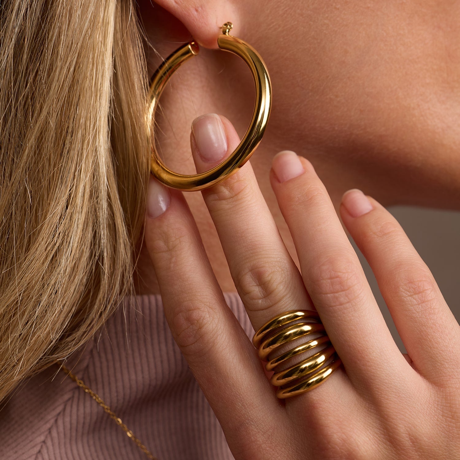Lola Extra Large Gold Hoop Earrings - Amadeus