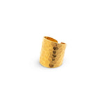Nudo Gold Long hammered Ring (adjustable) - Amadeus