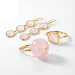 Bubble Pink Quartz Gold Ring (adjustable) - Amadeus