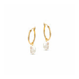 Venus Gold Hoop Earrings With Keshi Pearl Charm