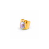 Amadeus Venus Grey Pearl Gold Statement Ring
