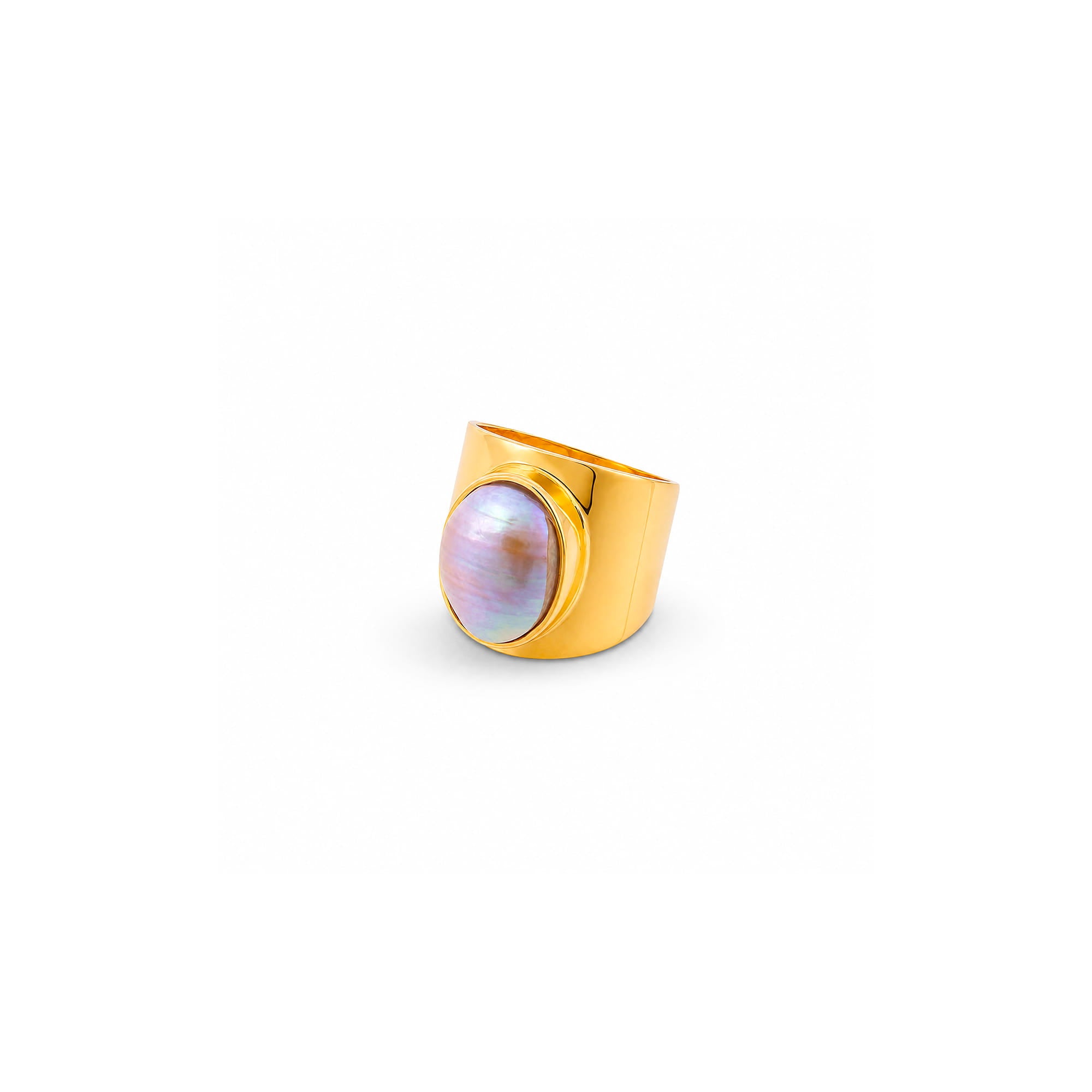 Amadeus Venus Grey Pearl Gold Statement Ring