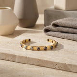 Aurora Gold Cuff Bracelet With Grey Pearls - Amadeus