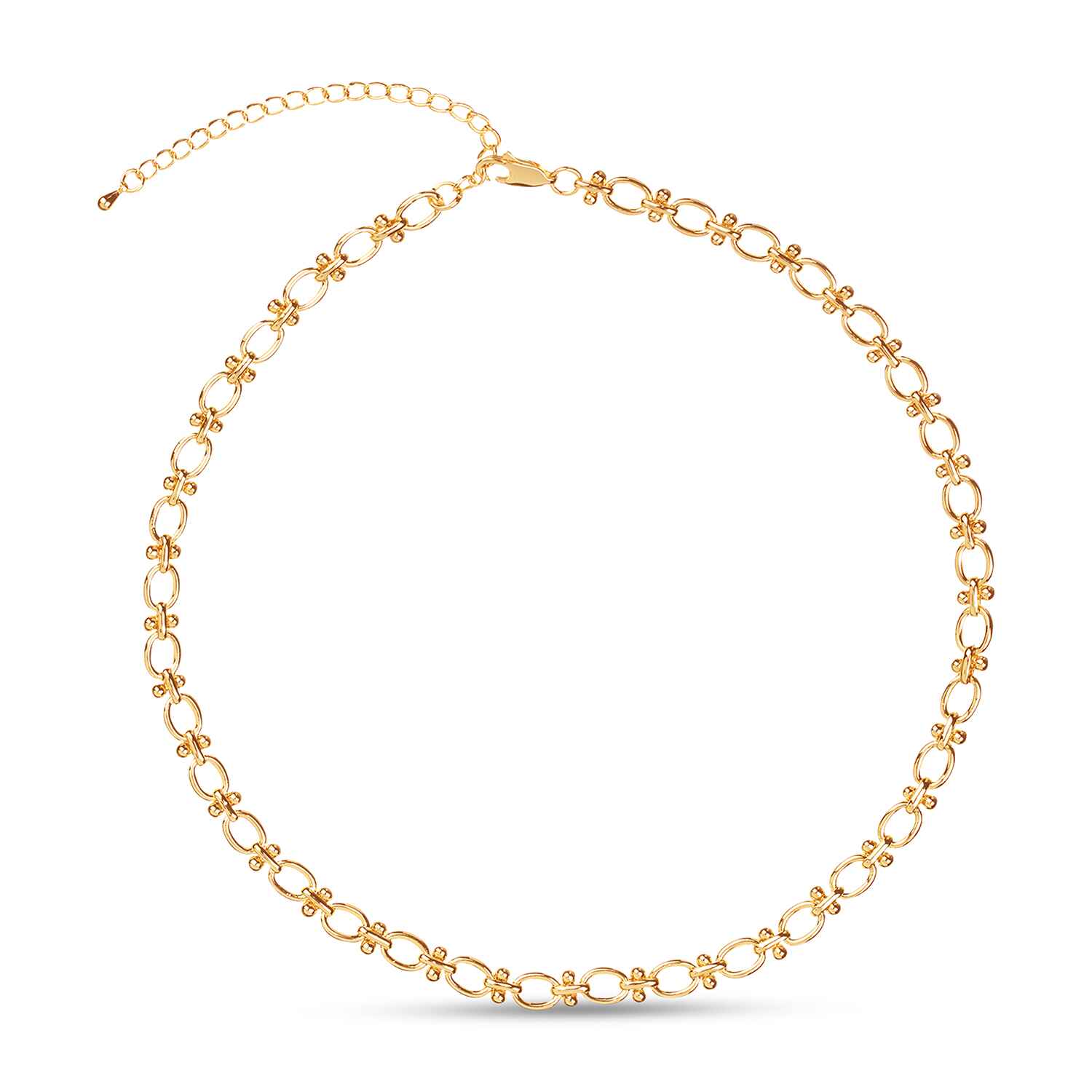 The Gia Gold Chain Necklace is "the" chain. The well-rounded, gets-along-with-every-look type of sustainable jewellery. Plus, you can wear it two ways—let it shine on its own or as an everyday base to stack your favorite charms.
