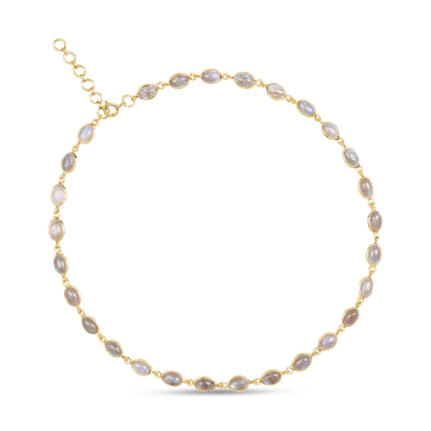 Hand crafted from smooth labradorite pre-loved gemstones, this gold necklace will add glamour to any look - whether worn alone or layered with other Amadeus favourites. The necklace may be worn as a chocker or extended to a longer version.
