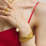 Venus Gold Chain Necklace With Pearl and Barnacle Pendant - Amadeus